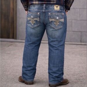 Rock Revival Men's Blue Distressed Jeans Tripp Straight